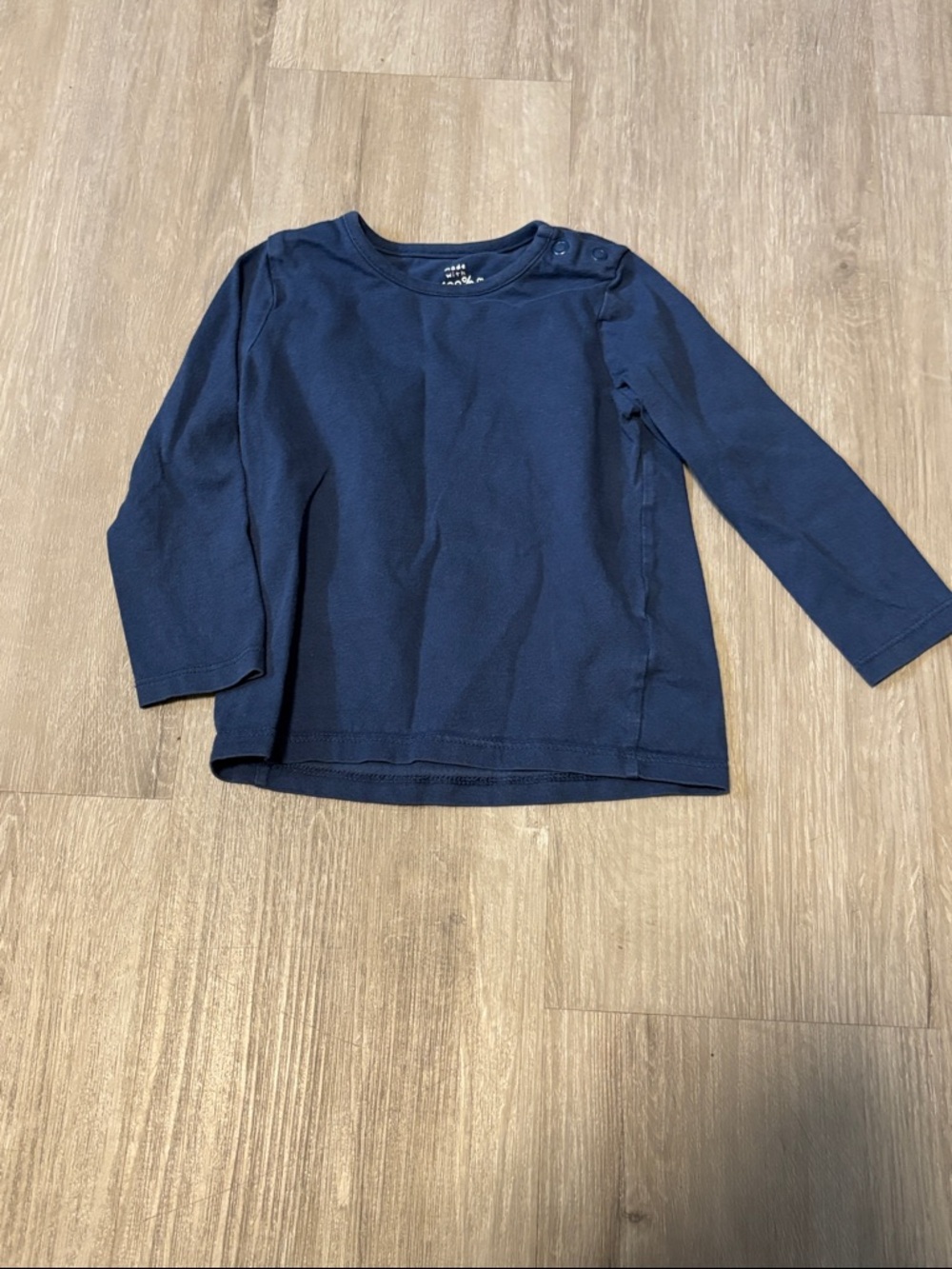 Fred & Flo 100% Cotton Navy Long-Sleeve Kids Tee with‎ Shoulder Snaps